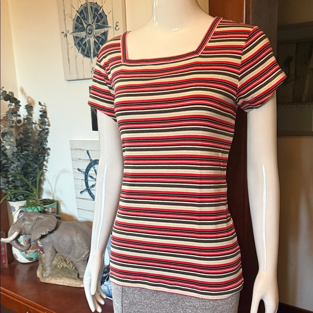 NWT northern reflections size small cotton Striped Square Neck Top
